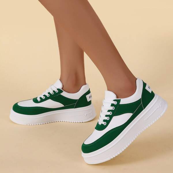 

Two Tone Lace-up Front Sneakers, Multicolor