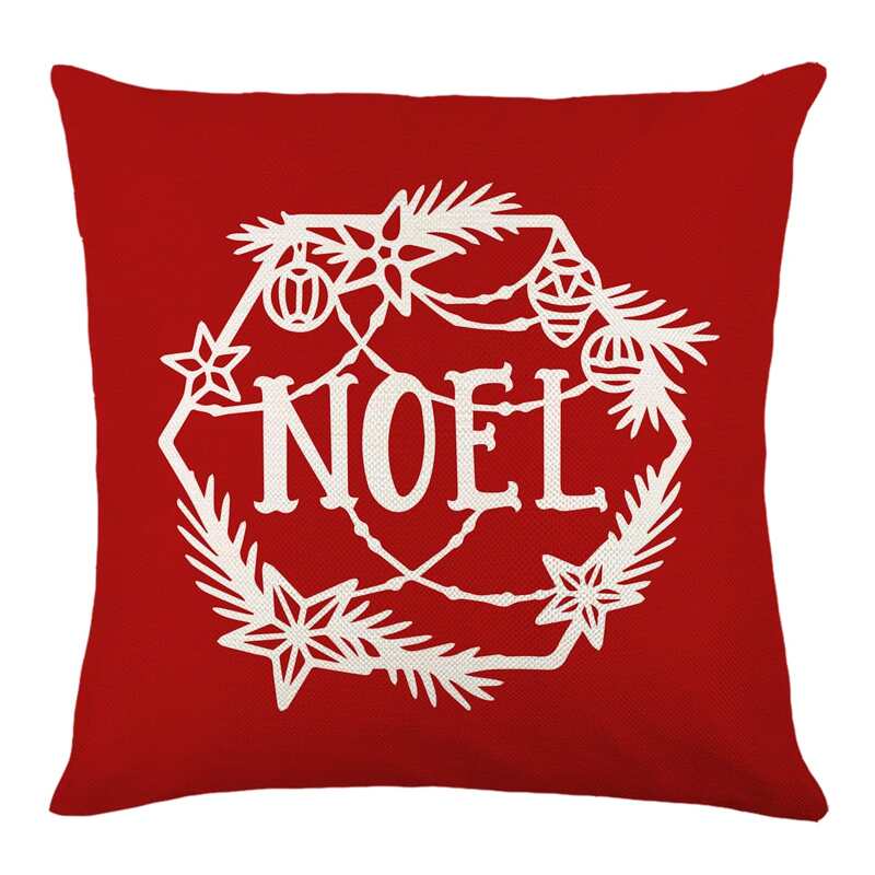 

Christmas Letter Graphic Waterproof Cushion Cover Without Filler, Red and white