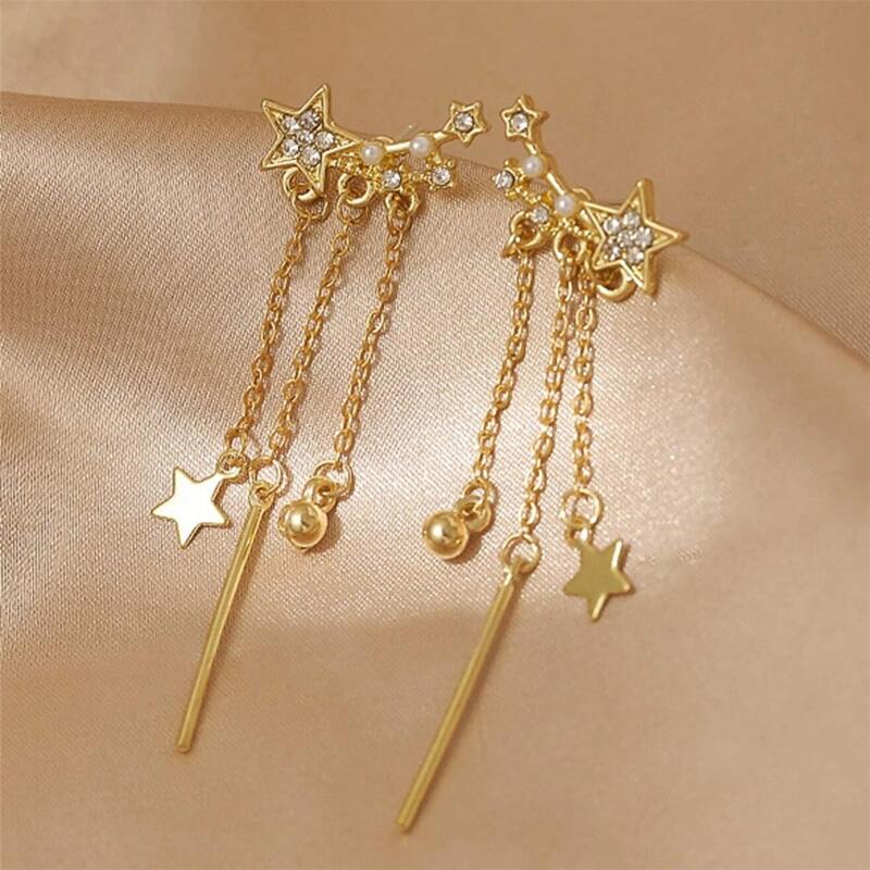 

Rhinestone Decor Earrings, Gold