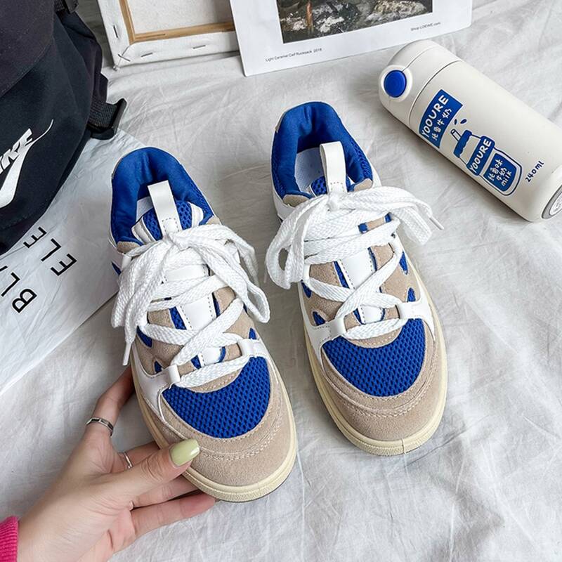 

Lace Up Front Mesh Panel Sneakers, Blue