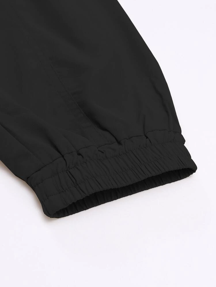 Hombres Pantalones cargo con diseño con cordón con bolsillos con solapa - Negro - Añade 7