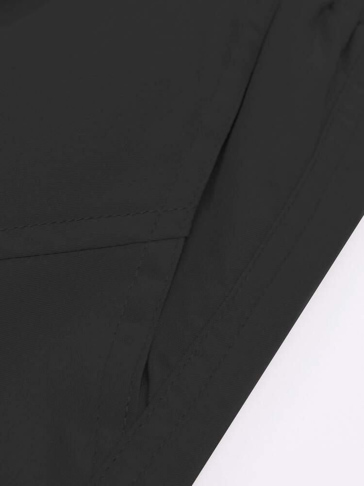 Hombres Pantalones cargo con diseño con cordón con bolsillos con solapa - Negro - Añade 6