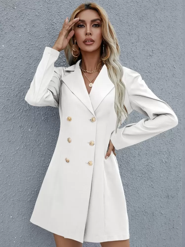 double breasted blazer dress long Modern Tailored Long Blazer Dress Black XL