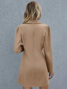 SHEIN Privé Double Breasted Blazer Dress - Khaki - View 2