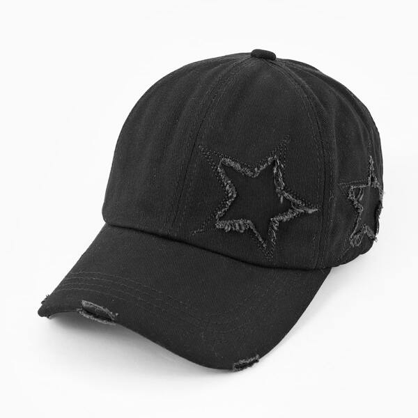 

Star Detail Baseball Cap, Black