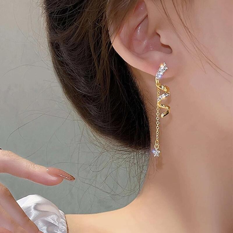 

Rhinestone Decor Drop Earrings, Gold