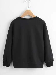 Niñas Pullover de leopardo con con estampado de corazón - Negro - Ver 2