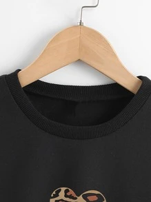 Niñas Pullover de leopardo con con estampado de corazón - Negro - Ver 3