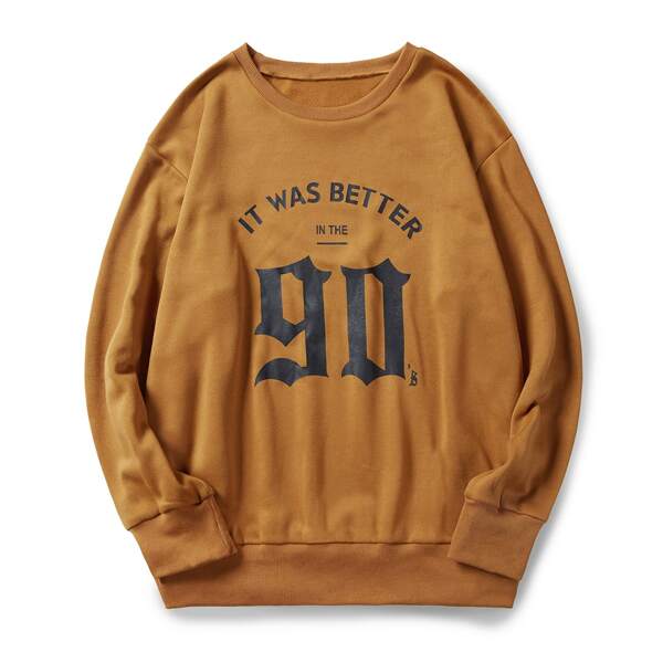

Plus Slogan Graphic Thermal Pullover, Orange