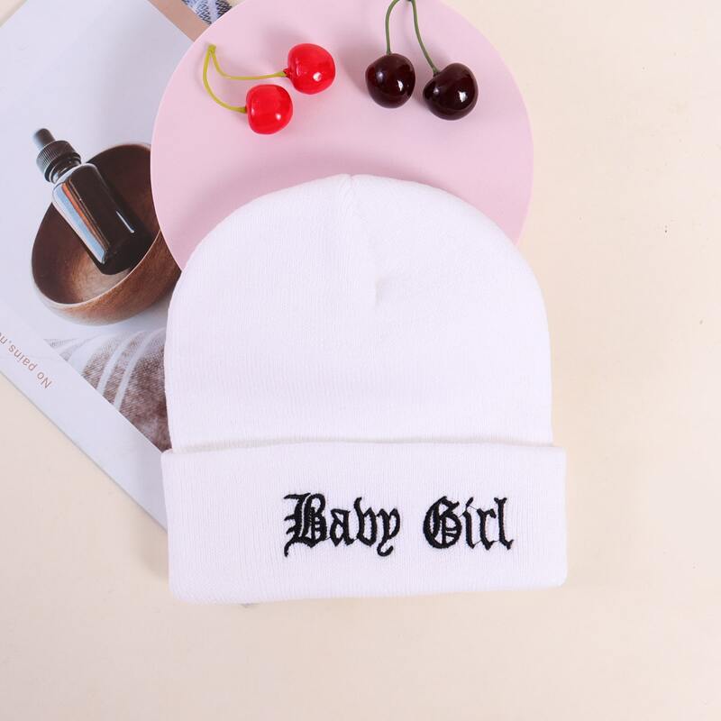 

Letter Graphic Embroidery Knit Hat, White