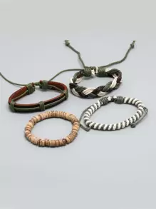 4入組編織手鏈 - 彩色 - 查看 3