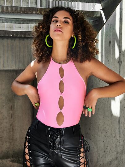 Body scavato con schiena scoperta con collo halter