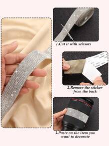 Cuộn/2 Cuộn 12 Hàng Kim Cương Giả Tự Dính DIY Trang Trí Nhà Cửa - Bạc - Xem 4