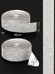 Cuộn/2 Cuộn 12 Hàng Kim Cương Giả Tự Dính DIY Trang Trí Nhà Cửa - Bạc - Xem 6