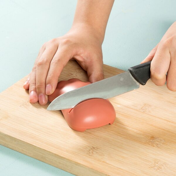 

1pc Solid Color Knife Sharpener & 1pc Peeler, Orange