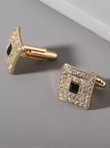 الموضة و شائع زوج واحد للرجال بديكور حجر الراين هندسي كبكات , فولاذ غير قابل للصدأ مجوهرات الى مجوهرات هدية و الى A أنيق نظرة - ذهبي أصفر - مشاهدة 2