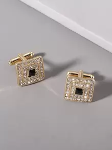 الموضة و شائع زوج واحد للرجال بديكور حجر الراين هندسي كبكات , فولاذ غير قابل للصدأ مجوهرات الى مجوهرات هدية و الى A أنيق نظرة - ذهبي أصفر - مشاهدة 3