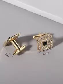 الموضة و شائع زوج واحد للرجال بديكور حجر الراين هندسي كبكات , فولاذ غير قابل للصدأ مجوهرات الى مجوهرات هدية و الى A أنيق نظرة - ذهبي أصفر - مشاهدة 4