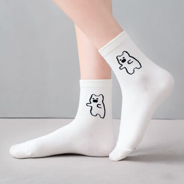 

Cartoon Graphic Crew Socks, Black and white