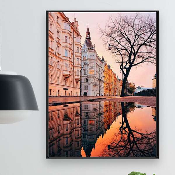 

Scenery Pattern Print DIY Diamond Unframed Painting, Multicolor