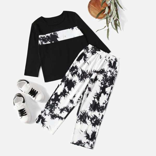 

Toddler Boys Tie Dye Tee & Pants, Black and white