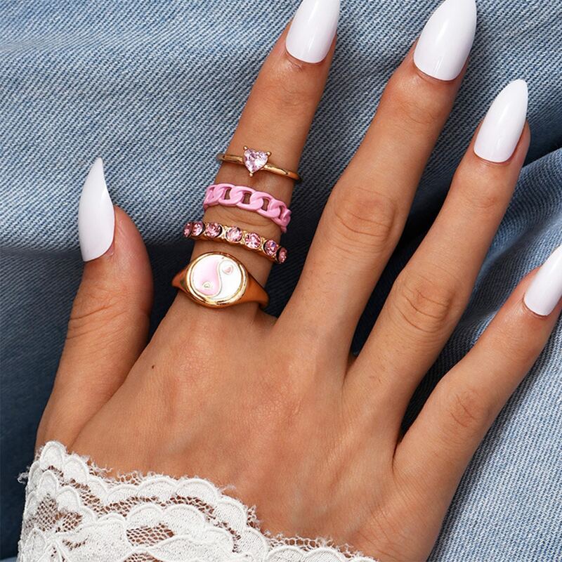 

4pcs Yin & Yang Decor Ring, Multicolor