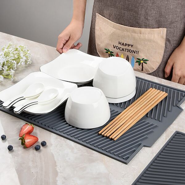 

1pc Solid Color Drain Mat, Grey