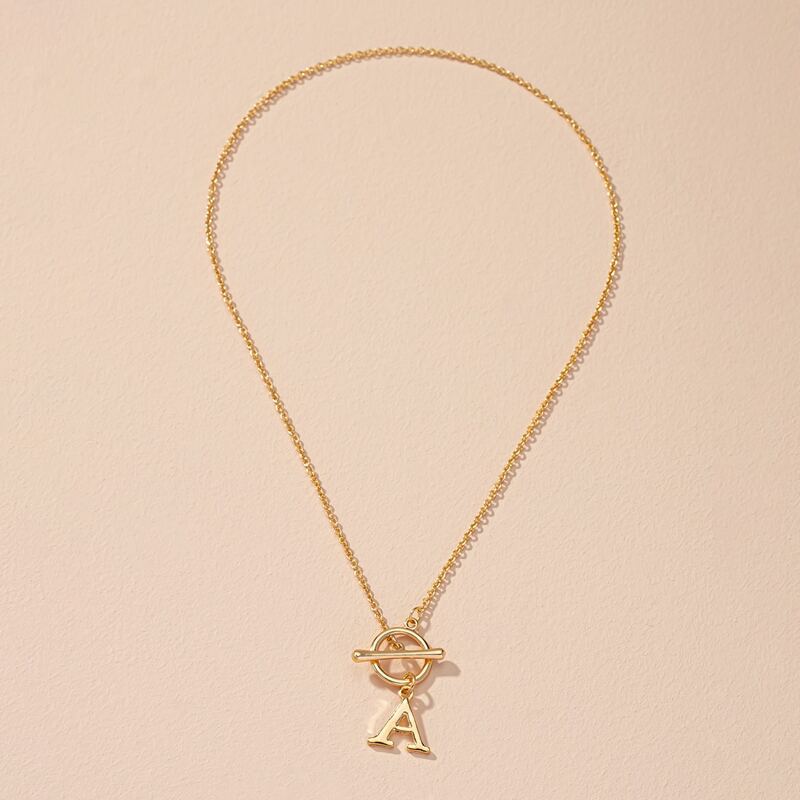 

Letter Design Chain Necklace, Gold
