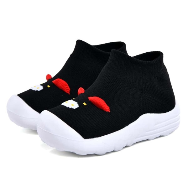 

Boys Cartoon Design Knit Sneakers, Black