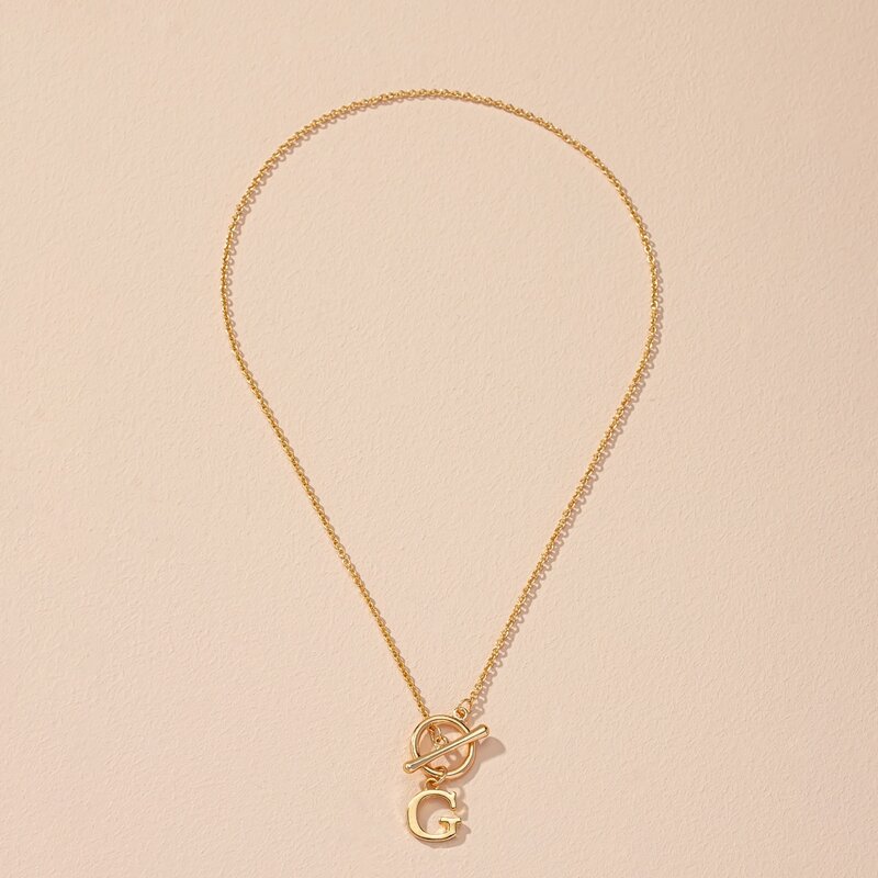 

Letter Design Chain Necklace, Gold