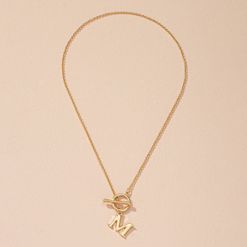 

Letter Design Chain Necklace, Gold