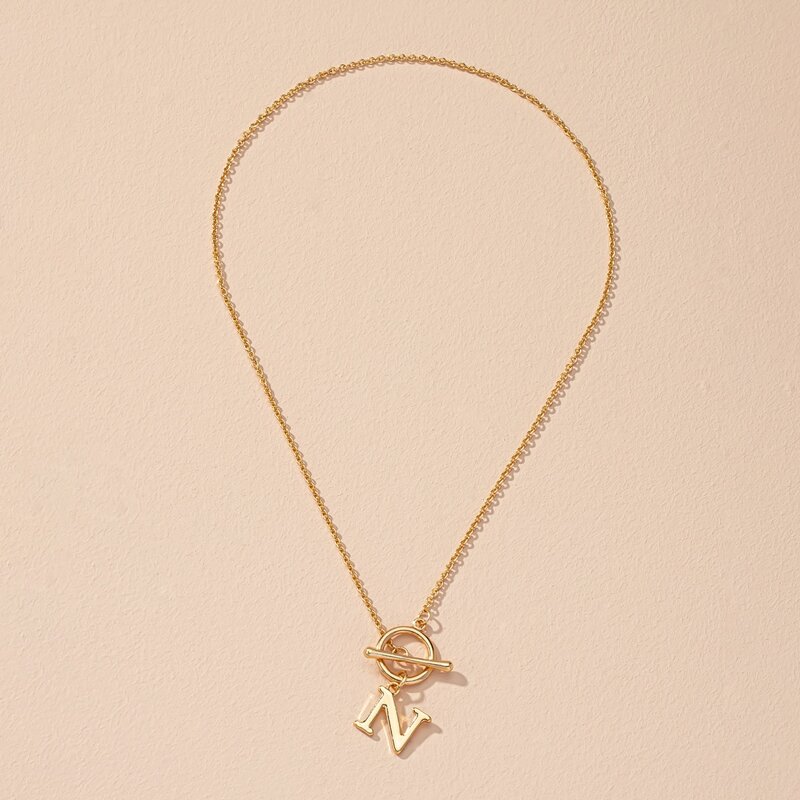 

Letter Design Chain Necklace, Gold