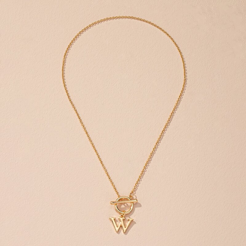 

Letter Design Chain Necklace, Gold