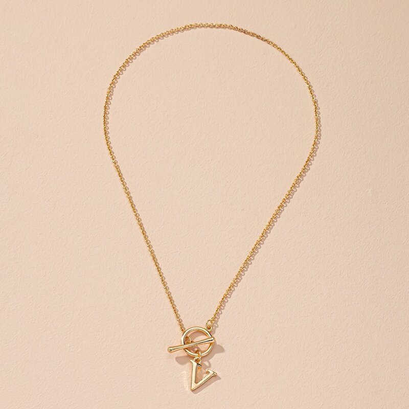 

Letter Design Chain Necklace, Gold