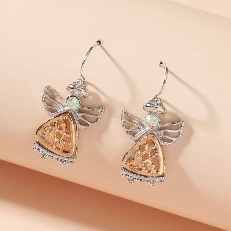 

Rhinestone Decor Earrings, Silver