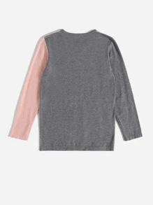 SHEIN LUNE 圓領撞色圖案套頭毛衣 - 彩色 - 查看 2