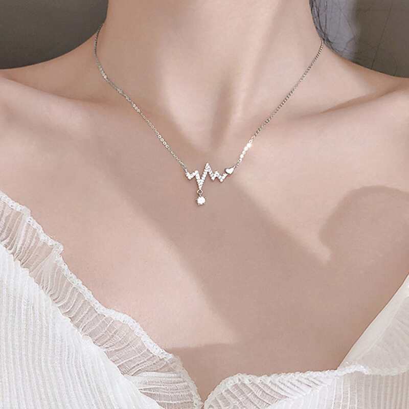 

Rhinestone Decor Chain Necklace, Silver