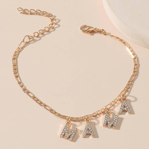 

Zircon Letter Charm Bracelet, Gold