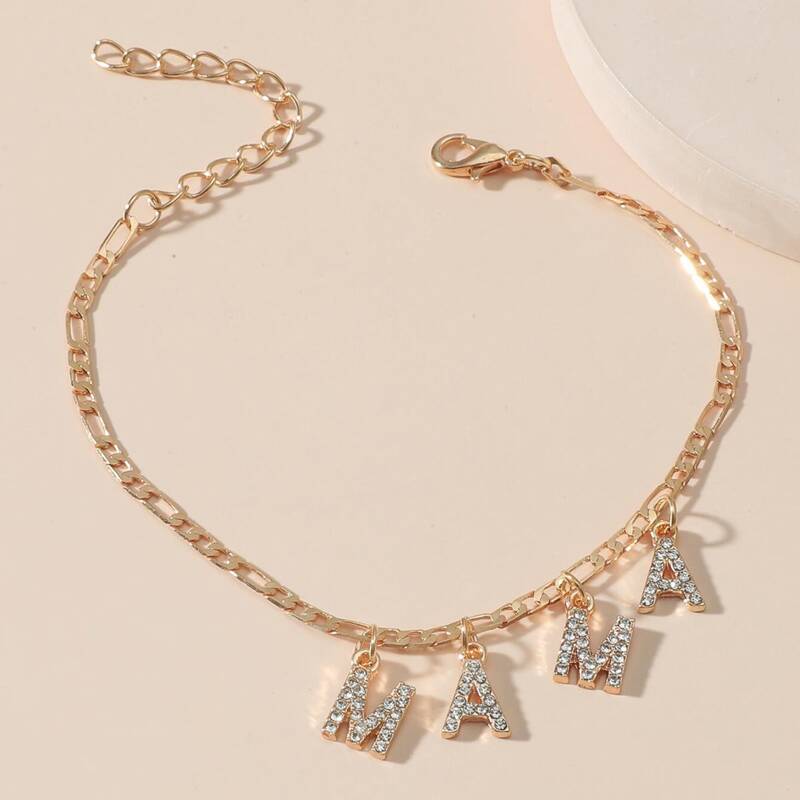 

Rhinestone Decor Chain Bracelet, Gold