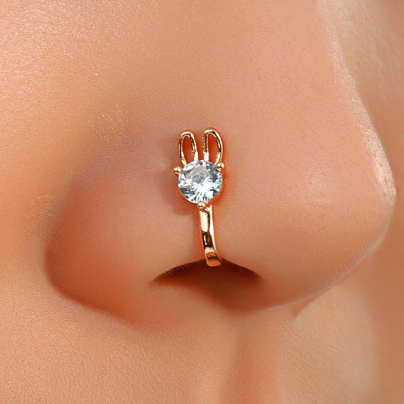 

Rhinestone Decor Nose Ring, Gold