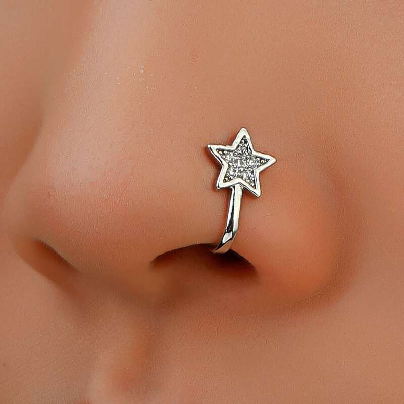 

Star Decor Nose Ring, Silver