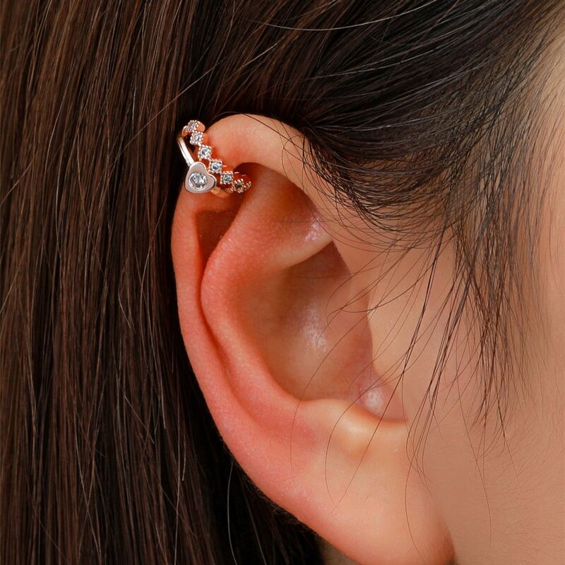

1pc Rhinestone Decor Ear Cuff, Rose gold