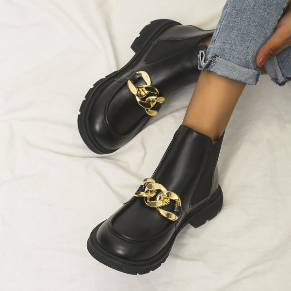 

Metal Decor Chelsea Boots, Black