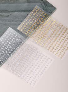 2 Piezas/set Calcomanías De Uñas De Patrón Metálico De Alfabeto De Estilo Y2k Para Arte De Uñas Diy - Multicolor - Ver 2