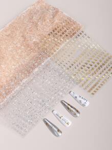 2 Piezas/set Calcomanías De Uñas De Patrón Metálico De Alfabeto De Estilo Y2k Para Arte De Uñas Diy - Multicolor - Ver 3