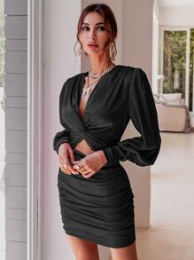 Glamaker Vestidos Cremallera Liso Glamour - Negro - Ver 3