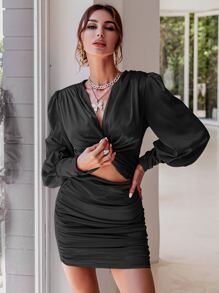 Glamaker Vestidos Cremallera Liso Glamour - Negro - Ver 4