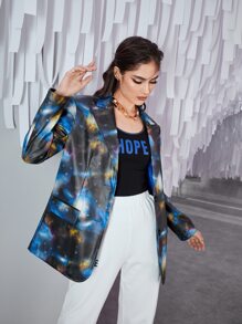 Mulvari 星空圖案西裝領PU皮革西裝外套 - 彩色 - 查看 5