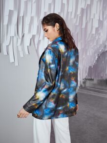 Mulvari 星空圖案西裝領PU皮革西裝外套 - 彩色 - 查看 6