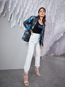 Mulvari 星空圖案西裝領PU皮革西裝外套 - 彩色 - 查看 7